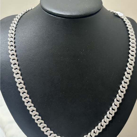 Genuine 925 Sterling Silver Iced Out Cuban Necklace & Bracelet Set - Picture 4 of 6